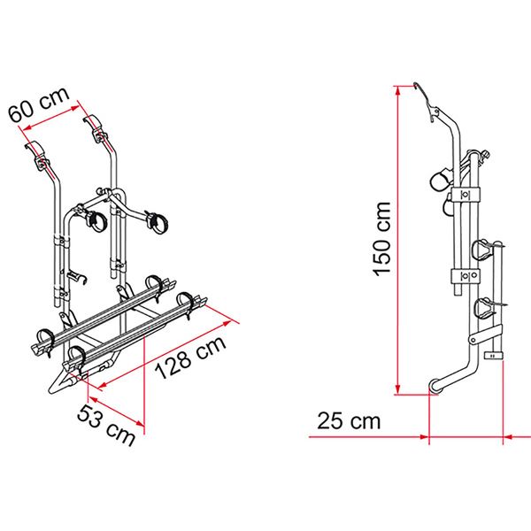 transit bike rack dimensions