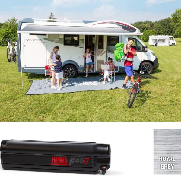 Fiamma Deep Black F45S 350 Awning Royal Grey Fabric