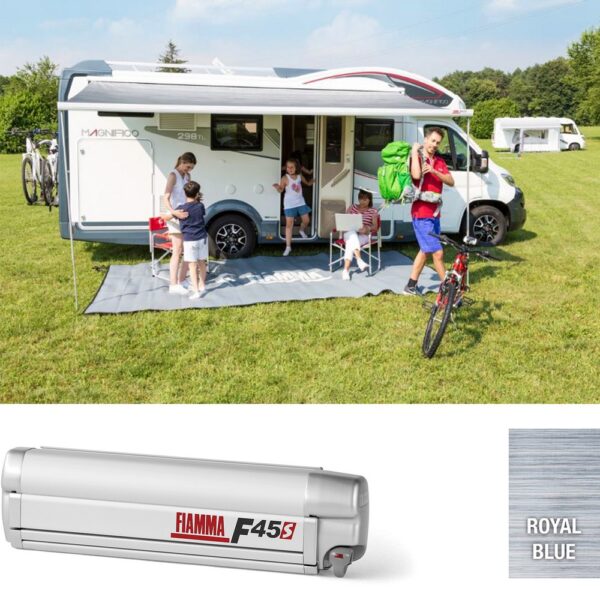 Fiamma Titanium F45S 260cm Awning - Royal Blue Fabric