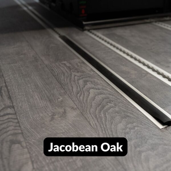 VW T5/T6 Mobiframe 4 Rails Floor System - Jacobean Oak and 150cm Wide Bench / Bed - 3 Seater - Black - Image 3